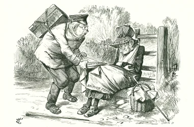 A Alemanha rouba à Grã-Bretanha a sua posição de líder mundial no comércio e na indústria. Caricatura de John Tenniel da Punch, 5 de setembro de 1896.