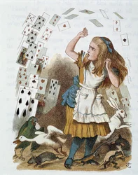 Jogo de cartas - em "O berçário "Alice no País das Maravilhas" de Lewis Carroll, ilustração de John Tenniel (1820-1914)