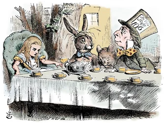 Cena de Alices Adventures in Wonderland por Lewis Carroll, 1865