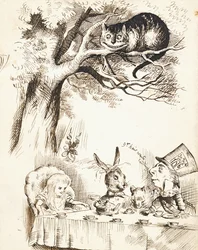 Cena da festa do chá do Chapeleiro Maluco, c.1865