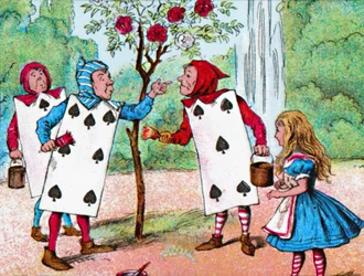 As cartas de jogar pintando as roseiras, c1910