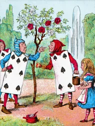 As cartas de jogar pintando as roseiras, c1910