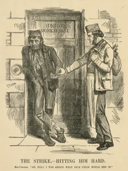 O resultado da greve - The Workhouse. Desenho animado de 