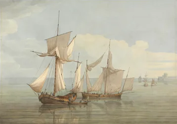 Um Hoy and a Lugger com outros Shipping on a Calm Sea