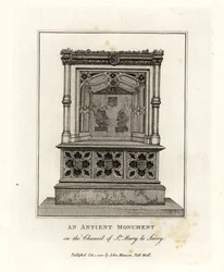 Antigo monumento na capela-mor de St Mary le Savoy (agora a Capela da Sabóia)