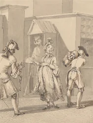 Hogarth Carrying Sick Child Round Leicester Fields do seu Mestre. O Local da Casa de Leicester Terrestre.