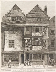 Casas no lado sul de uma rua chamada London Wall