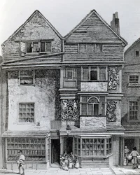 Casas no lado sul de uma rua chamada London Wall, publicada em 1812