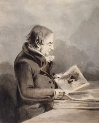 J.M.W. Turner In The British Museum (tinta castanha e cinzenta lava a lápis sobre papel branco)