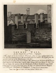 Parte da antiga Muralha de Londres no adro da igreja de St Giles, Cripplegate, Londres