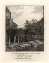 Restos da Muralha Romana de Londres no cemitério de St. Giles, Cripplegate