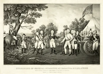 Rendição do General Burgoyne em Saratoga, N.Y., 17 de outubro de 1777, pub. N. Currier