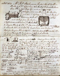 Esboço da caldeira do foguete do caderno Rastricks, 1829