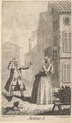 Frontispício de Sganarelle, ou le Cocu Imaginaire, de Molière, O Corno Imaginário, ca. 1732.