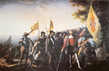 O desembarque de Colombo na América em 1492