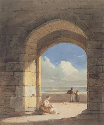 Um Arco na Ilha Sagrada, Northumberland, 1809 (grafite e wc no papel)
