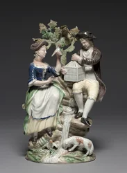 Grupo com Birdcage, feito por Staffordshire Factory, c.1770