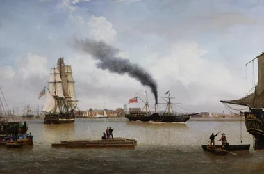 S.S. Forfarshire a sair de Hull na sua última viagem (óleo sobre tela)