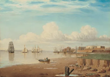 Navios no rio Humber e no South Blockhouse, início da década de 1830 (óleo sobre painel)