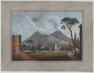 Aldeia de St Giorgio perto de Portici, c.1781 (aguarela, guache, lápis e goma-arábica sobre papel)