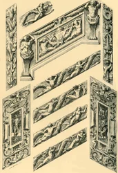 Detalhes de decoração de escadaria, c1870s, 1881.