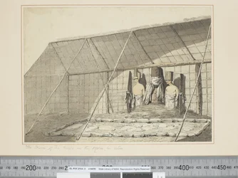 F.18 O Interior da Casa, no Morai, em Atooi, c.1773-84 (aquarela)