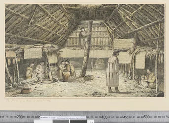 F.34 O Interior de uma Casa em Oonalashka, c.1773-84 (aquarela)