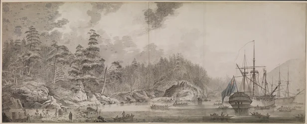 Resolução" e "Descoberta" em Ship Cove, Nootka Sound