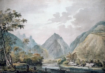 Vista do vale de Vaitepiha, Tahiti, 1777