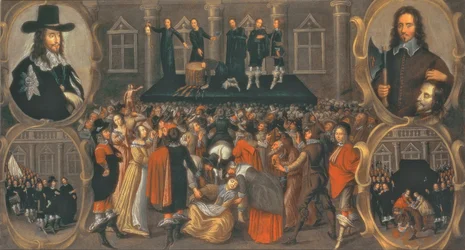 Representação por uma testemunha ocular da execução do rei Carlos I em 1649