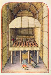 Como os índios trataram seus mortos, de &39;Admiranda Narratio ..&39;, gravado por Theodore de Bry (1528-98) 1585-88