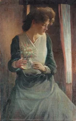 Mulher, olhar, direita