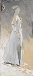 Jovem mulher de branco: Miss Cynthia