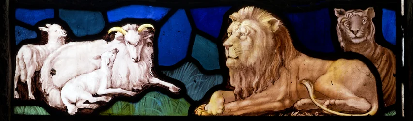 Lambs & Lions, Te Deum, East Window, c.1888 (vitral)