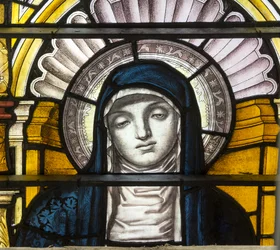 Oxford, Trinity College, James Powell e filhos, John William Brown (1842-1928), a bem-aventurada Virgem Maria, 1885