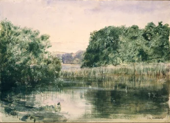 Vista de um lago com árvores, 1857