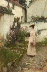 Colher flores num jardim de Devonshire