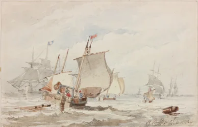 Off Hartlepool (lápis e aquarela sobre papel)