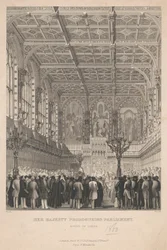 Sua Majestade Prorogaing Parliament - Câmara dos Lordes