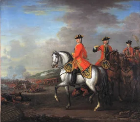 Rei George II (1683-1760) na Batalha de Dettingen, com o duque de Cumberland e Robert, 4º Conde de Holderness, 27 de junho de 1743, c.1743