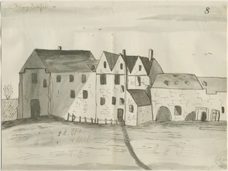 Lichfield - Greyfriars: desenho a caneta e lavagem, nd [1784] (desenho)