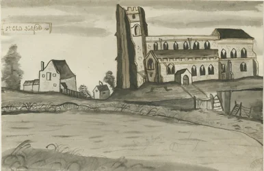 Lichfield - Igreja de São Chade: desenho a caneta e lavagem, sd [1784] (desenho)