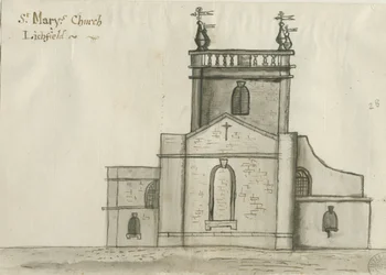 Lichfield - Igreja de Santa Maria: desenho em sépia, nd [1784] (desenho)
