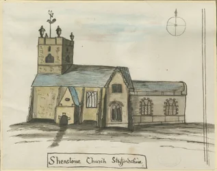 Igreja de Shenstone: pintura em aquarela, nd [1784] (pintura)