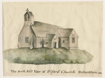Igreja de Weeford: pintura em aquarela, 1782
