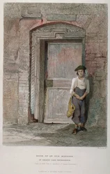 Porta de uma velha mansão em Gravel Lane, City of London, 1851