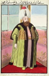 Bajazet (Bayezid) II (c. 1447-1512), chamado «Adli», o Justo, sultão de 1481 a 1512, da «Série de Retratos dos Imperadores da Turquia».