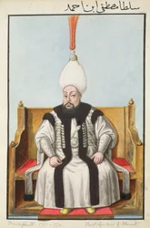 Mustapha III (1717-74) Sultão de 1757 a 1774, da série «Uma série de retratos dos imperadores da Turquia»