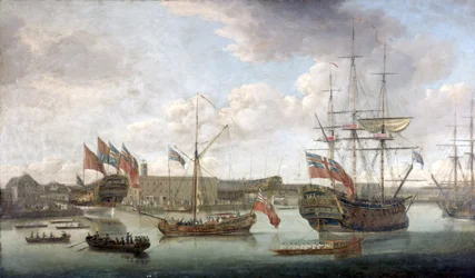 Lançamento no Deptford Dockyard, c.1750