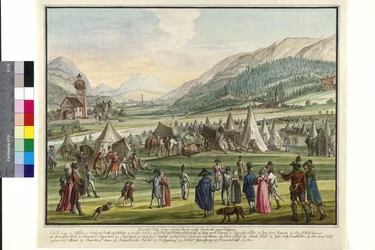 Acampamento imperial russo no Neurauth em Innsbruck 1799 (aguarela)